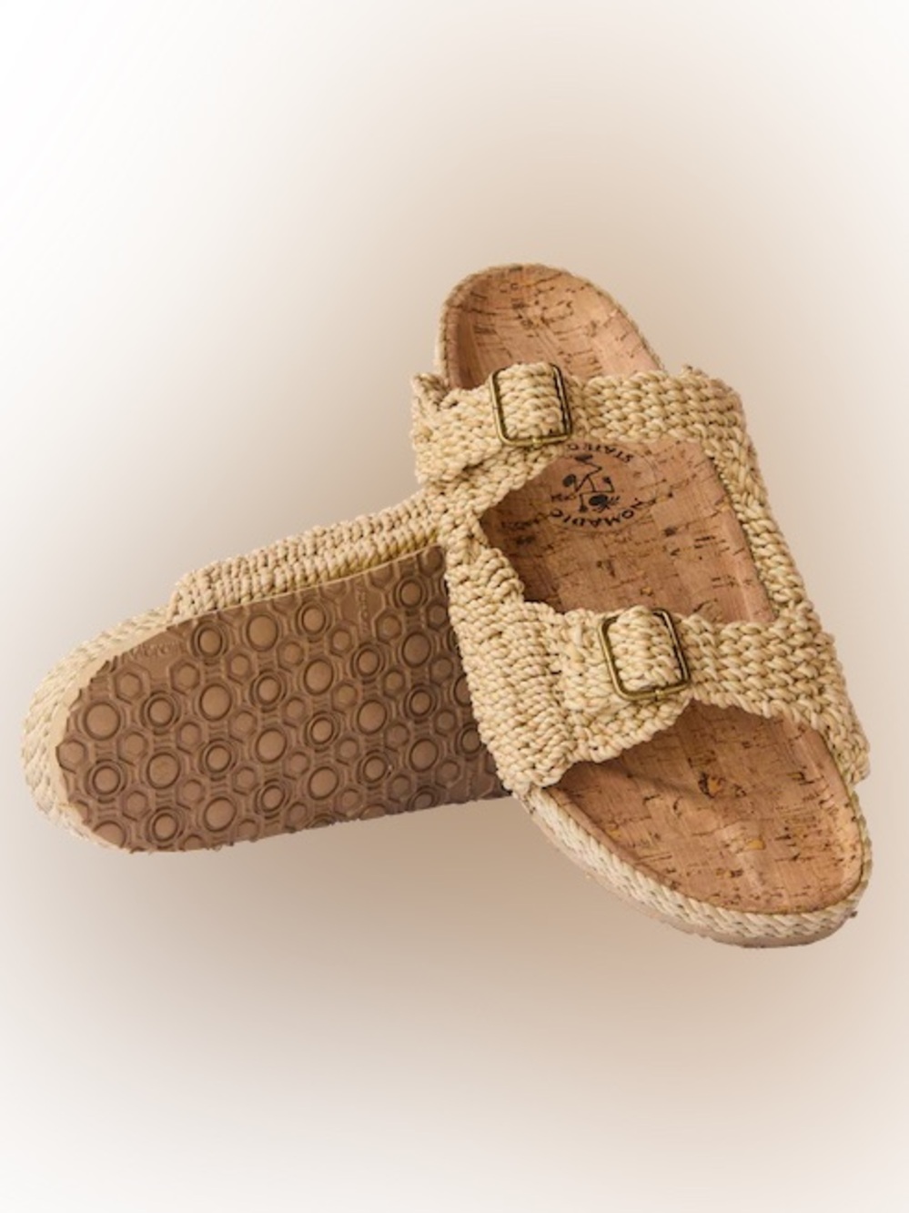 NEW NOMADIC STATE OF MIND SANDALS WOVEN MOSES CORK - CAMEL MIXED 7 7.5 $119